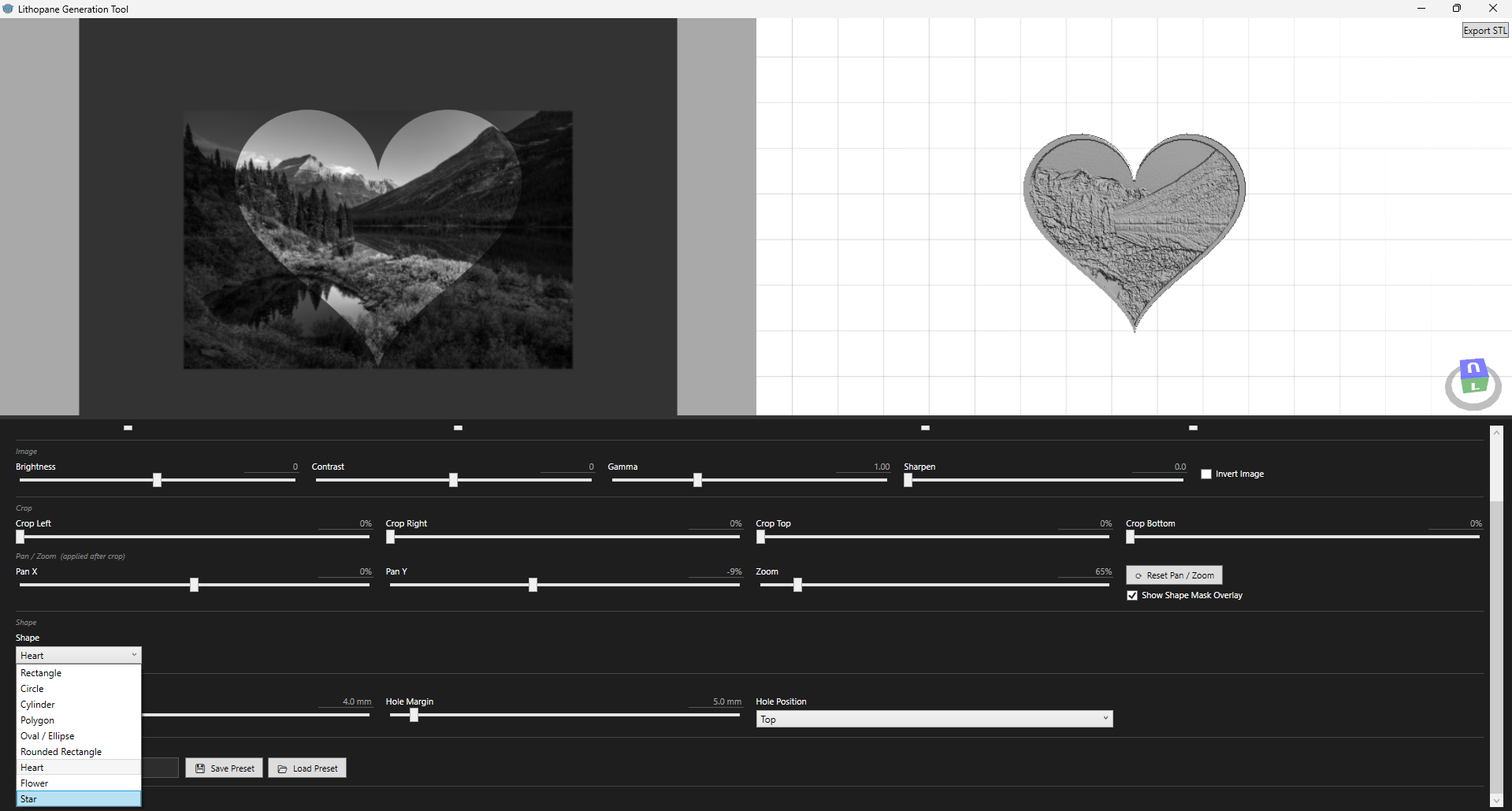 Lithopane Generator Tool screenshot